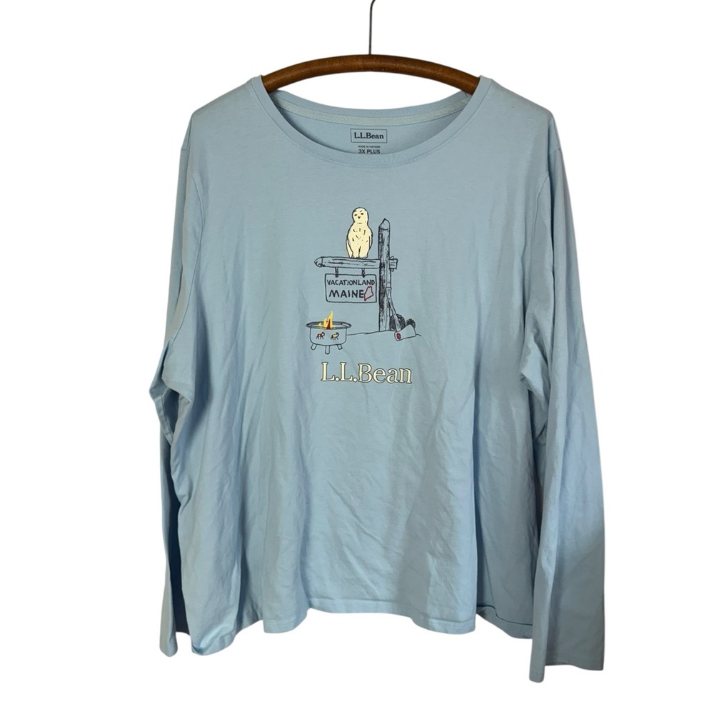 L.L.Bean Woman's Vacation Land Maine Logo Long Sleeve Blue Size 3 X